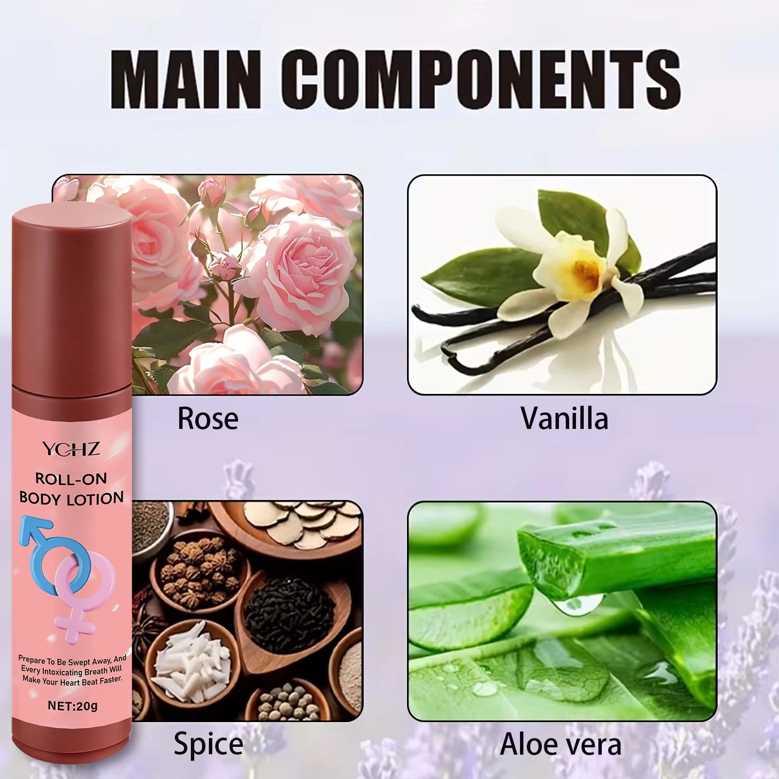 YCHZ Rose Roll-On Deodorant – 72-Hour Fresh, 20ml