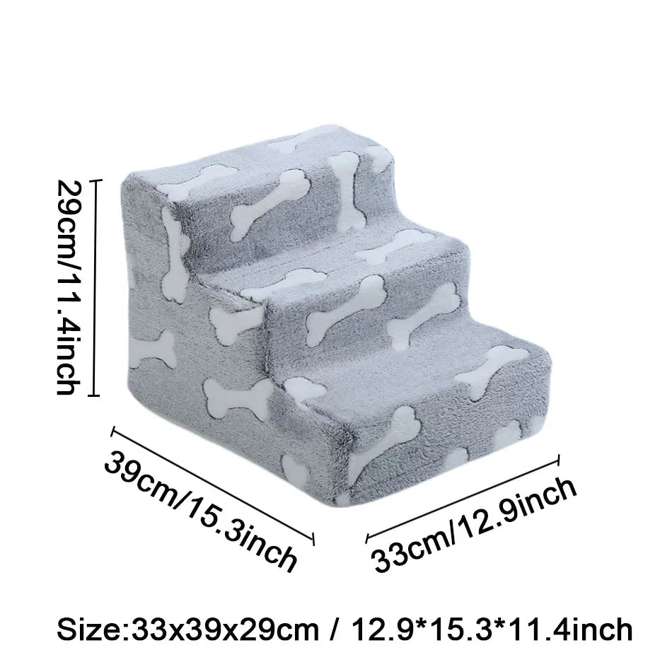Ladder Dogs Pets Bone Shape Puppy Stairs Beside The Sofa Bed Ramp for Dogs Protecting Pet Joint Safety Stairs for Elderly Dogs Oasis Select S 3 steps
