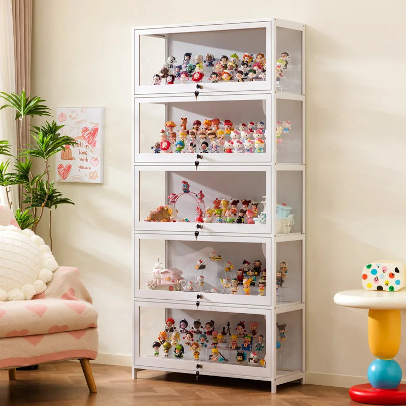 Figure Cabinet Transparent Lego Display Cabinet with Lock Household Blind Box Ornament Accessories Millet Storage Secondary Oasis Select