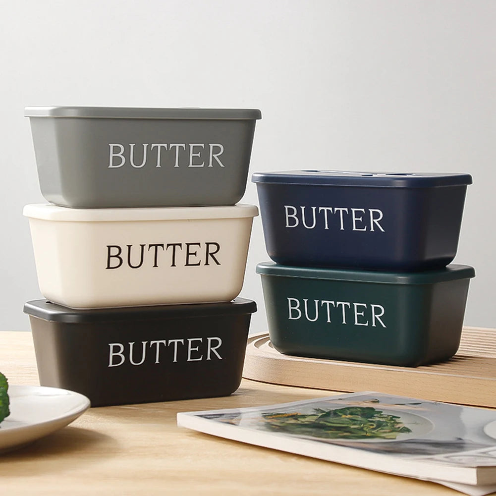 Butter Dish with Lid & Cutter – Airtight Fridge Storage Box