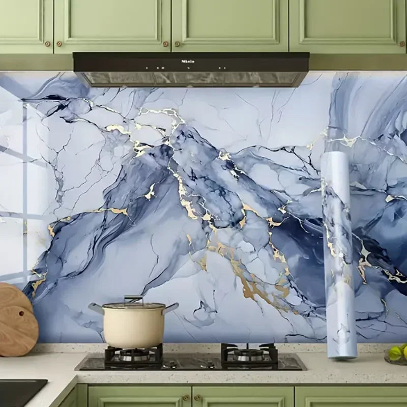 Marble-Patterned Wall Sticker 40cm Wide Waterproof Stain-Resistant And Oil-Resistant PVC Self-Adhesive Wallpaper For Kitchens. Oasis Select