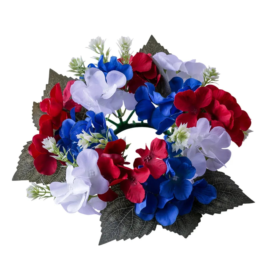 Hydrangea Candle Holder Wreath | Artificial Flower Ring Décor