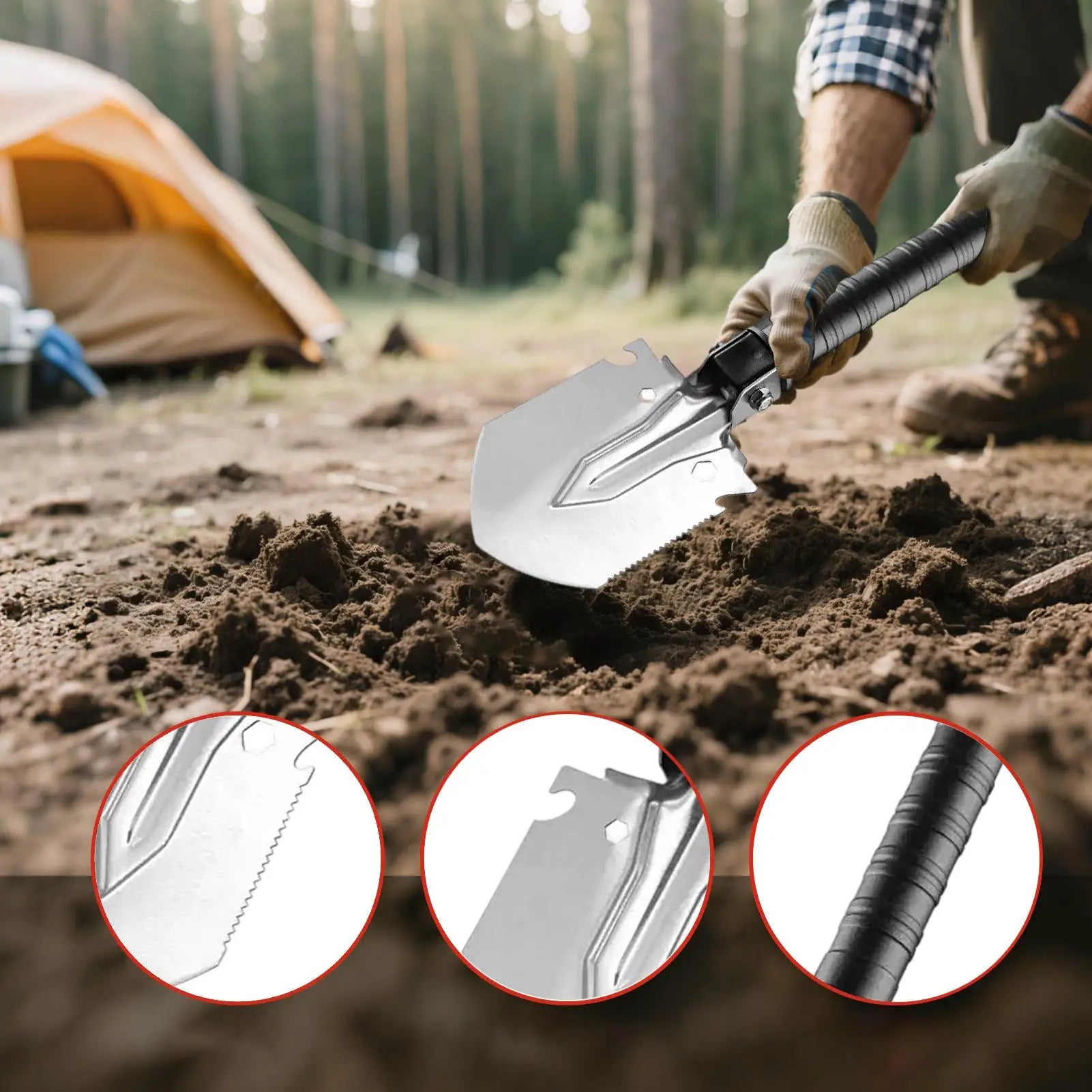Camping Shovel Folding Compact Folding Shovels for Camping Multifunctional Gear High Strength Equipment for Gardening Planting Oasis Select