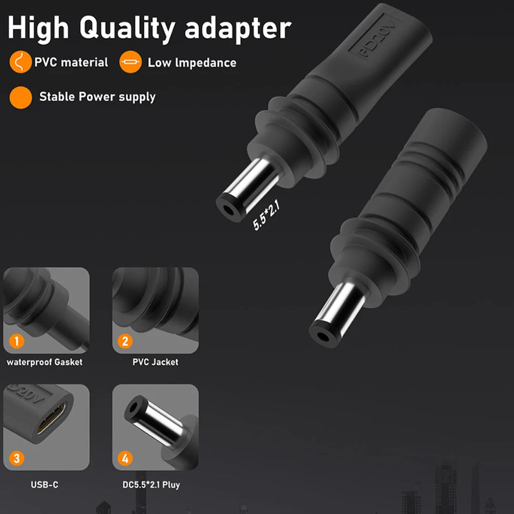 PD 100W USB-C to DC 5521 Barrel Jack Power Adapter for Starlink