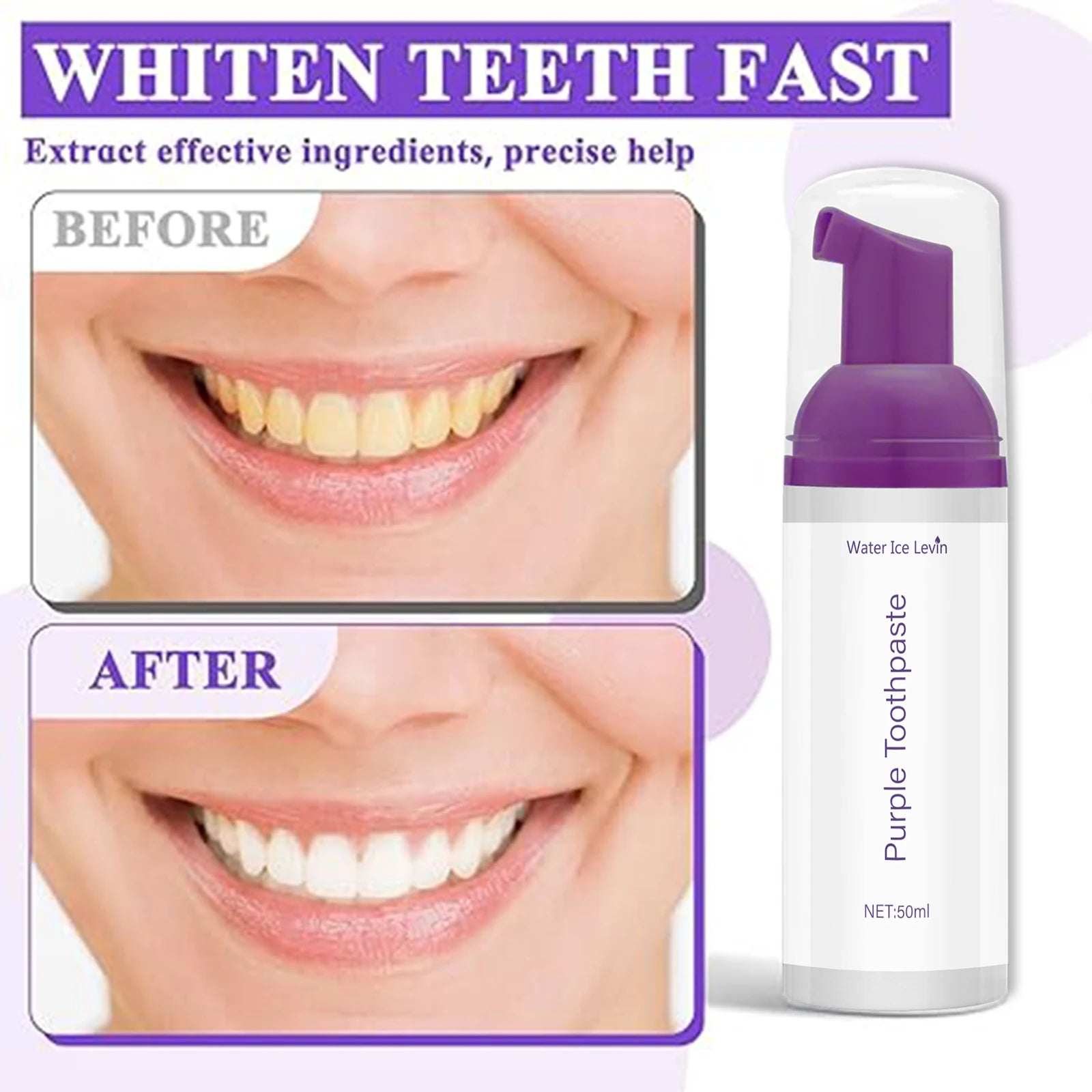 Purple Mousse Toothpaste 50ml – Whitening & Fresh Breath Mousse Toothpaste Oasis Select