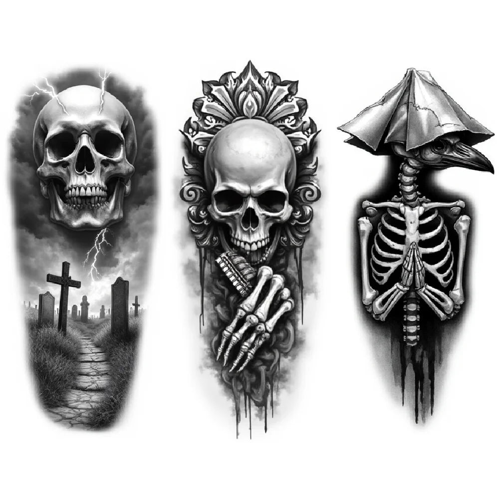 3-Pack Realistic Temporary Tattoos – Fox, Candle & Tree Designs