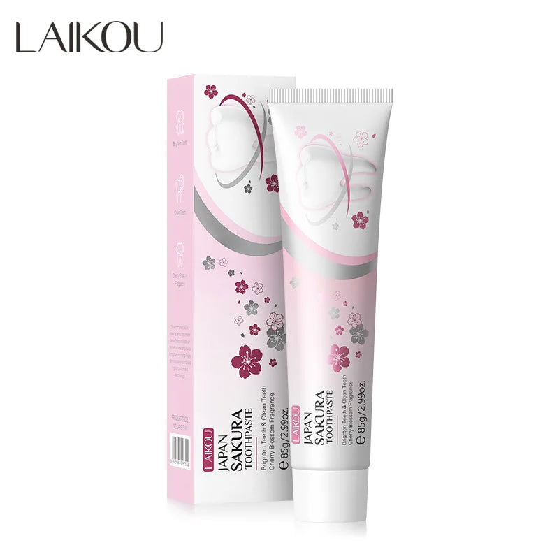 Laikou Sakura or VC Whitening Toothpaste Stains Removing Prevent Bad Breath Oral Cleaning Refreshing Reduces Plaque Dentifrice Oasis Select pink