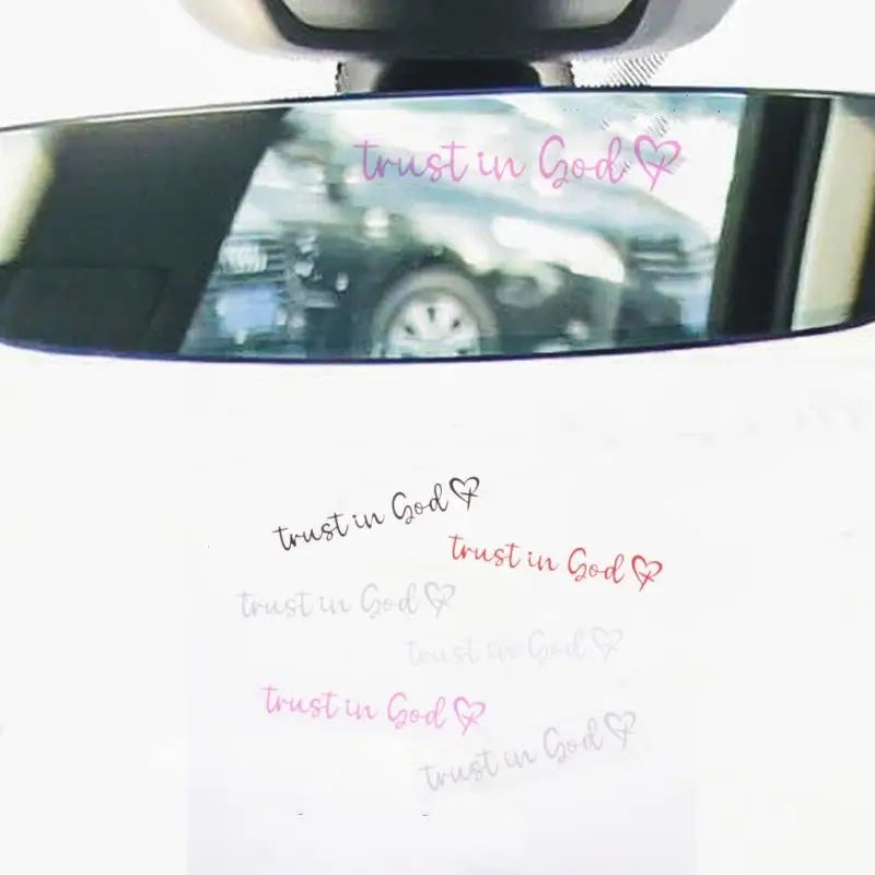 Trust In God Heart Car Rear View Mirror Sticker Decal Faith Bible Verse Christian Church Auto Vehicle Bumper Decor Oasis Select