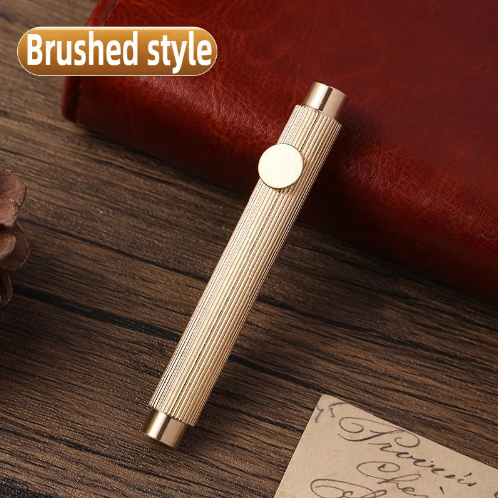 Portable Scalable Metal Fountain Pen Handwriting Retro Vintage Brass Pens Short Artist Writing Mini Pocket Pen Stationery Oasis Select Brushed Style