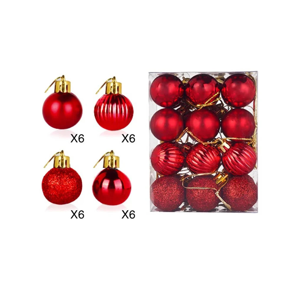Decoration Christmas Baubles 24pcs set 30mm Christmas Tree Decoration Hanging Balls Ornament Party Home Decor Set