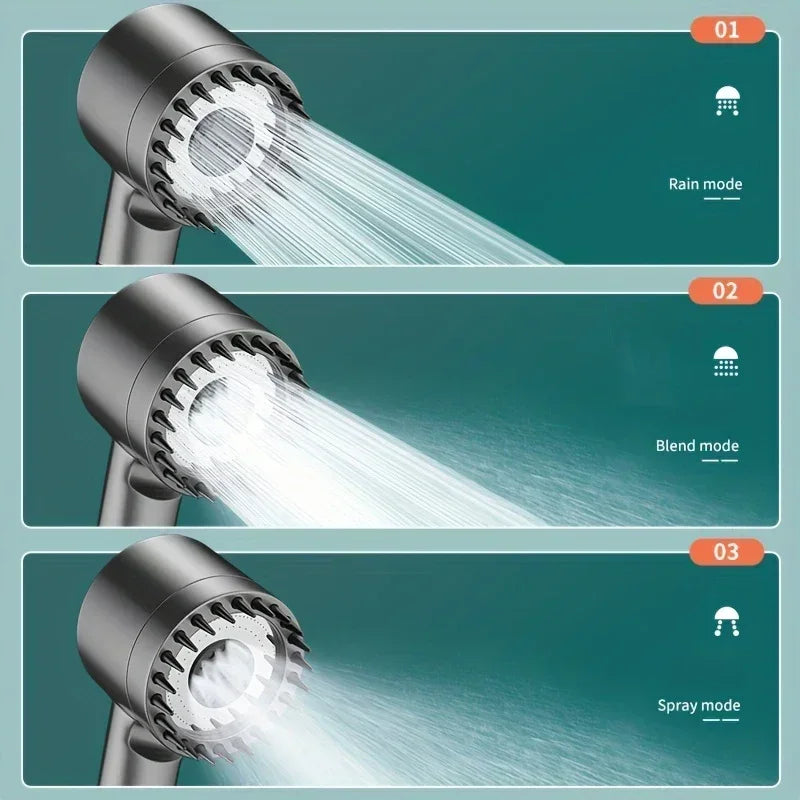 2026 New Turbocharged Filter Shower Head 3 Modes High Pressurized Handheld Shower with Massage Brush One Click on/Off Switch Oasis Select