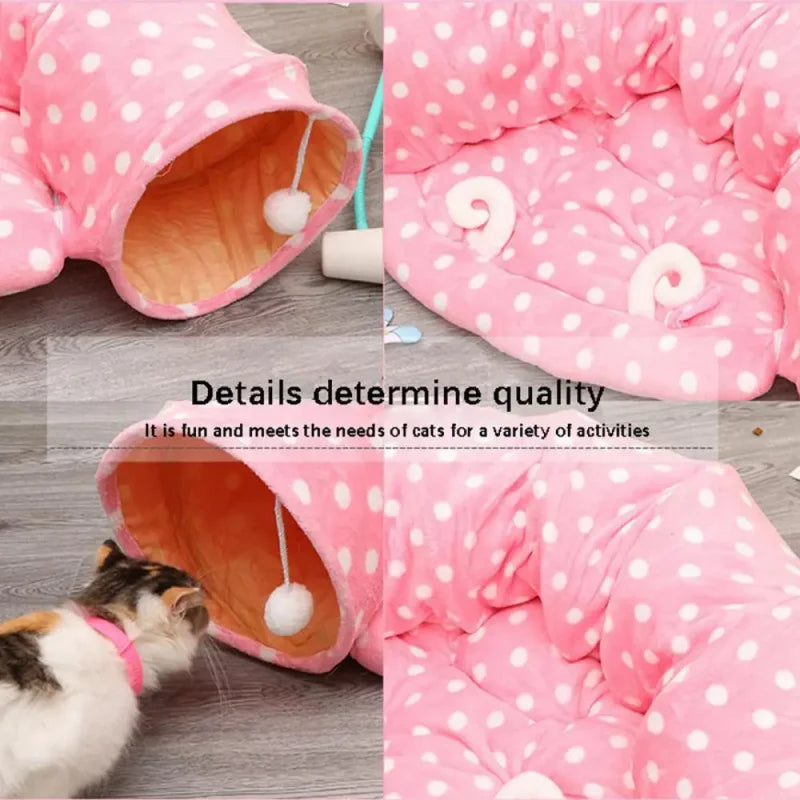 Pet Cat Tunnel Toys 2 In1 Collapsible Cat Nest Kitten Bed Tunnels Interactive Play Toy Indoor Tent for Cat Exercising Products Oasis Select