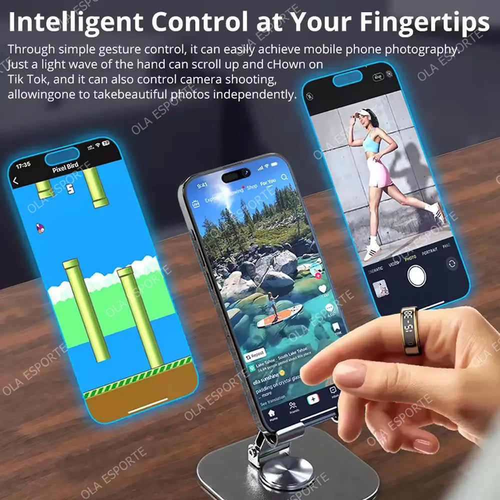 2025 Smart Ring R12/R13 – Display, Heart Rate & 5ATM Waterproof