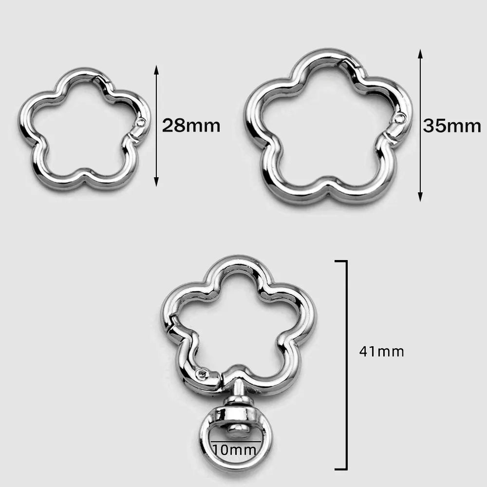 5pcs Metal Flower Shape Keychain Clasp Swivel Snap Key Chain Bulk Blossom Spring Snap Lobster Claw Hook for Keyring Craft DIY Oasis Select
