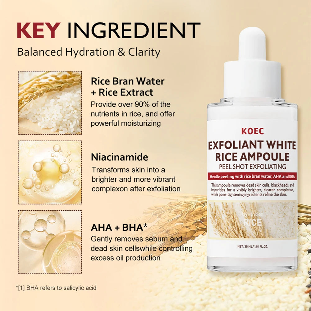 Black Rice Gently Exfoliating Essence Dead Skin Remover Facial Glowing Replenisning Moisturize Hyaluronic Acid Brightening Serum Oasis Select