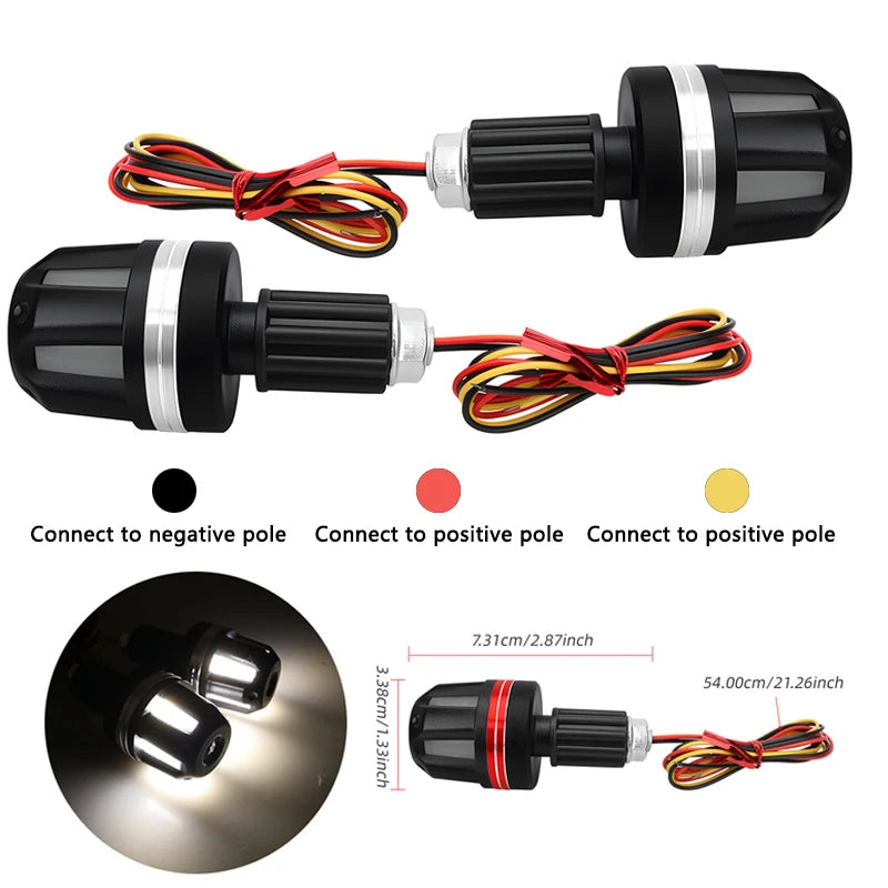 1Pair Motorcycle Handlebar End Light 12V LED Strobe Lamp DRL Driving Light Waterproof Side Warning for Scooter Moto Accessory Oasis Select WHITE 1Pair