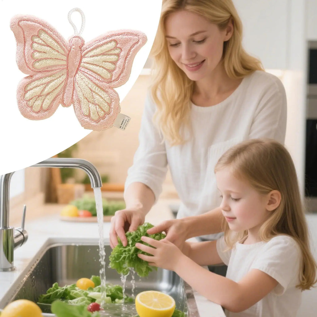 Hand Towels Butterfly Shape Absorbent Kitchen Towel Soft Towel Hanging Towels Handkerchief Towels Home Wash Hand Towels Oasis Select