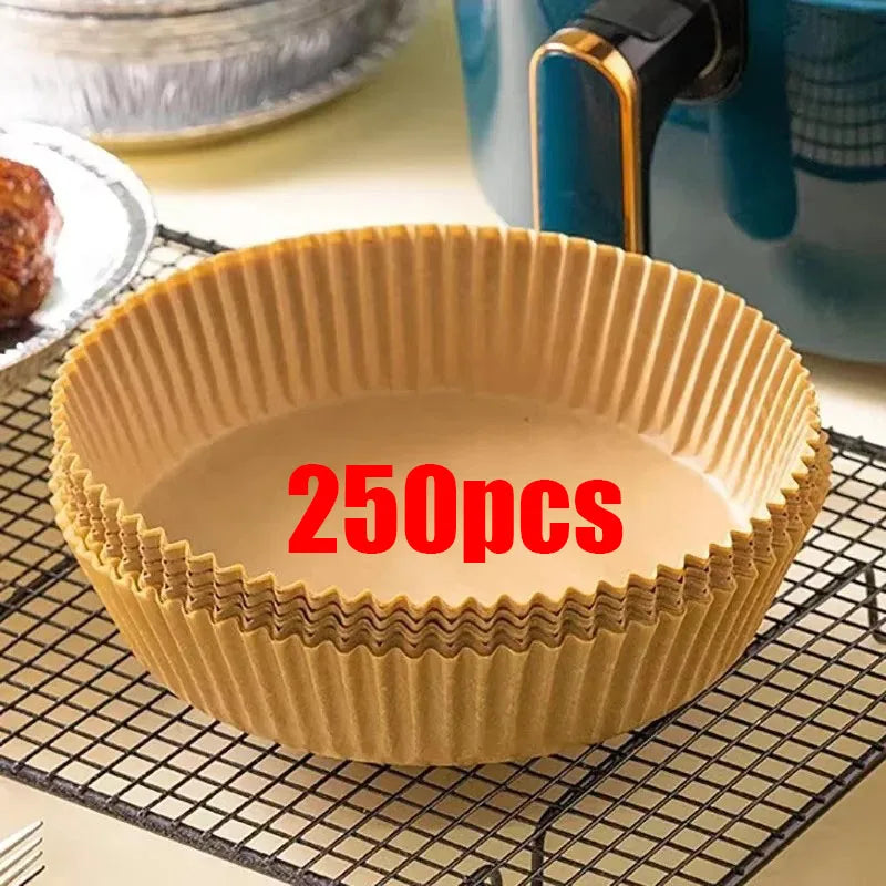 50/100/200Pcs Disposable Air Fryer Paper Oil Proof Waterproof Frying Paper Non-Stick Baking Paper For Kitchen Accessories Oasis Select 250pcs Brown