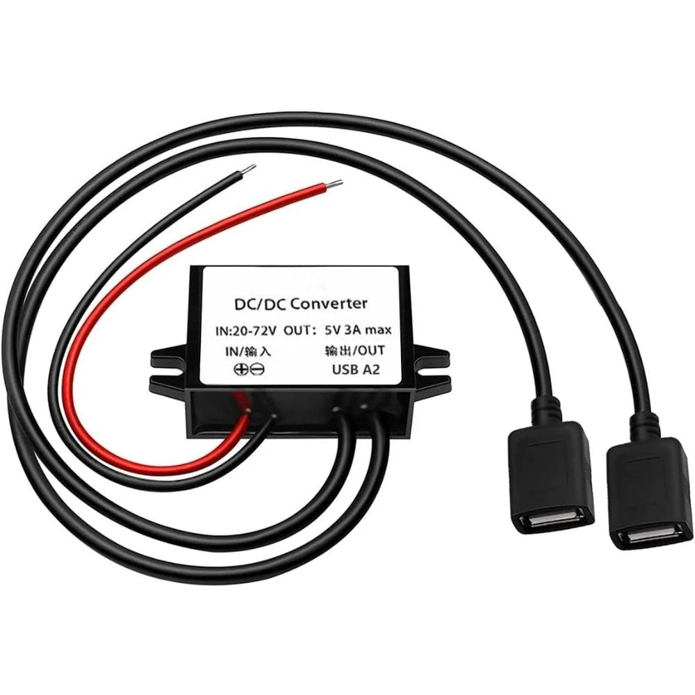 DC/DC 20-72V To 5V 3A 15W USB Converter With USB Output Power Adapter Converter Voltage Buck Regulator Waterproof Transformer Oasis Select