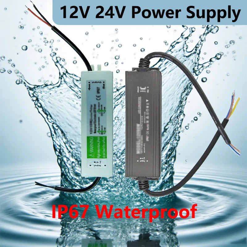 12V 24V Waterproof Power Supply AC 220V TO DC 12V 24V Outdoor Power Supply 200W 400W IP67 Waterproof Power Supply For LED Strip Oasis Select 170-250V 12V 120W