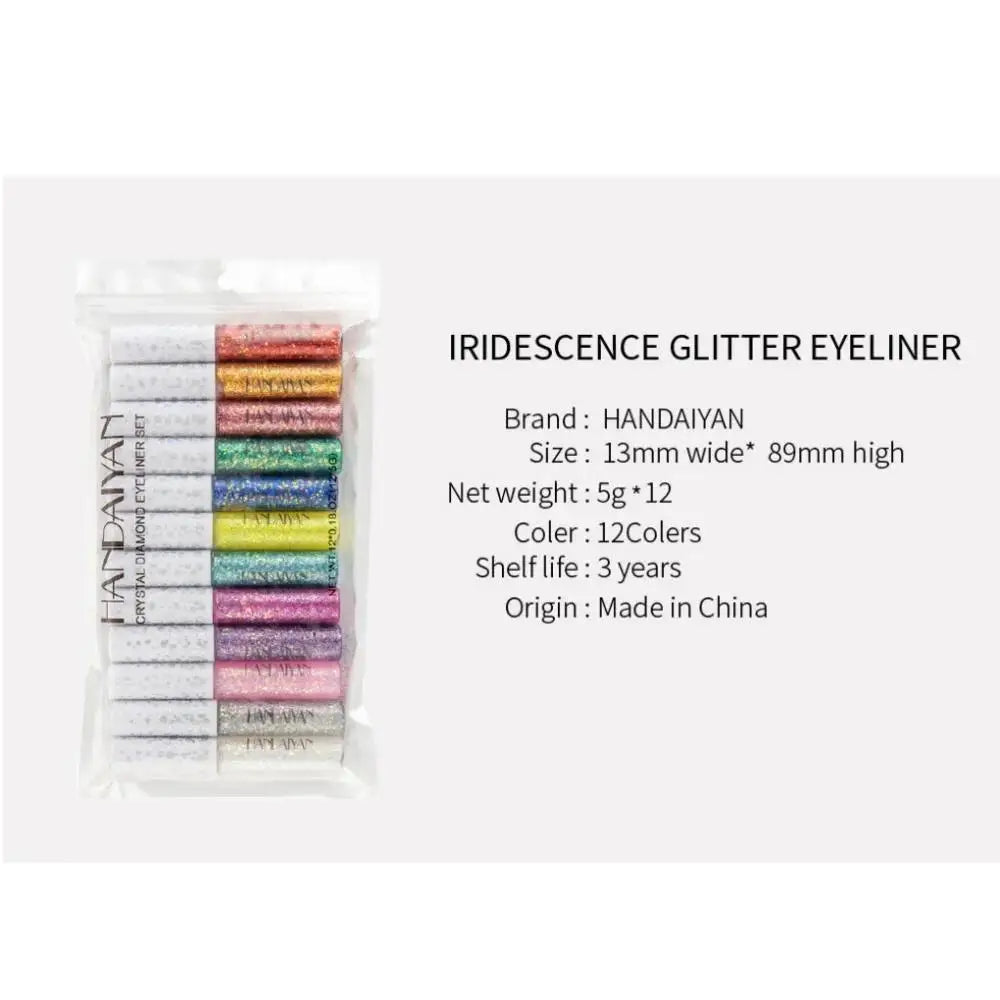 12-Piece Glitter Eyeliner Set – Waterproof Shimmer Diamond Makeup