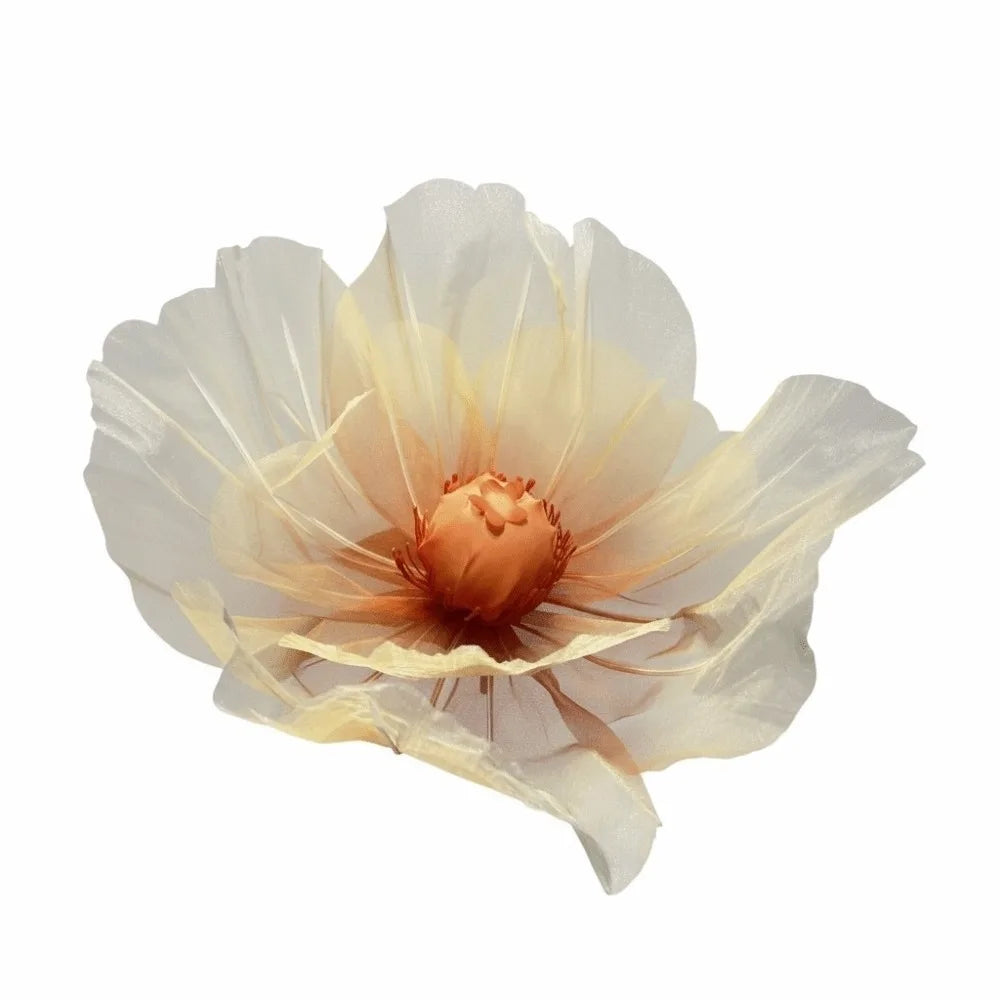 Single Flower Head Simulated Flower Silk Mesh Yarn Beautiful Decoration Silk Screen Flower Stand Props Large Poppy Oasis Select Orange