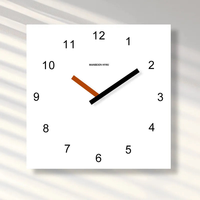 2026 New Punch-Free Wall Clock Modern Simple Square Art Design Creative Wall Hanging Clock for Living Room Home Decor Oasis Select White 25cm x 25cm