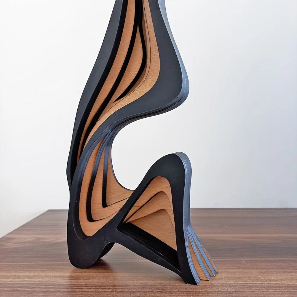 Artistic Abstract Wooden Streamlined Statue Minimalist Bookshelf Home Room Decoration Desktop Ornaments Home Gifts Oasis Select