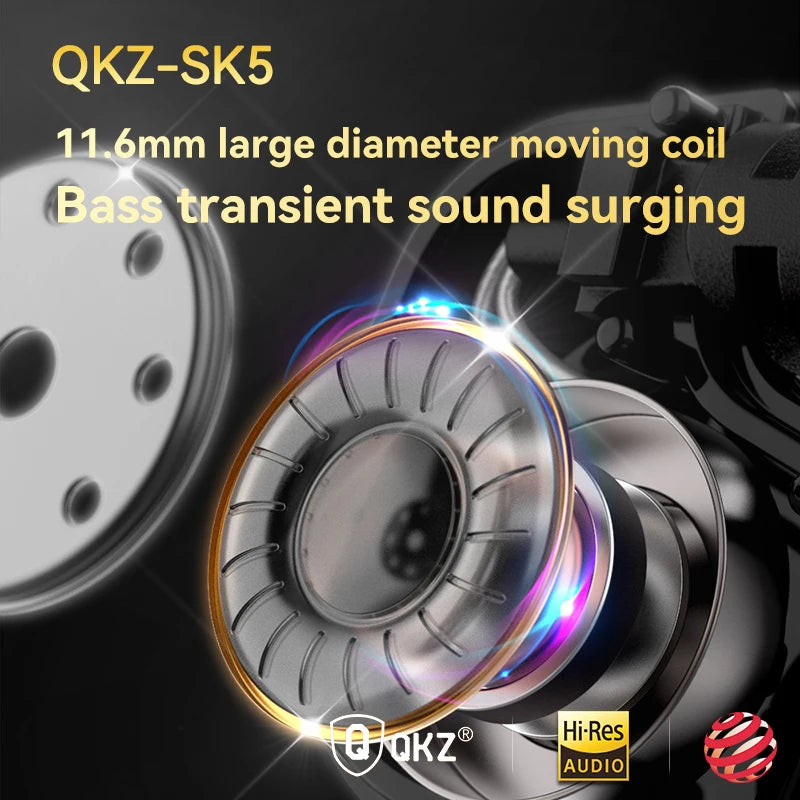 Original QKZ SK5 Wired Earphones In-ear 3.5mm AUX With MIC Noise Reduction HD Call HIFI For Game Music Sports Fashion Design Oasis Select