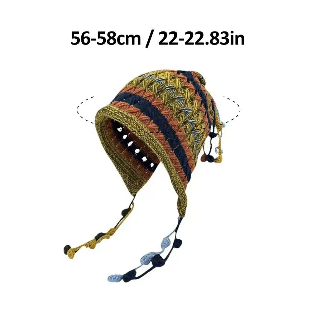Cute Rainbow Gradient Knitted Hat for Women in Autumn and Winter Warm Ear Protection Small Face Display Baotou Hat Oasis Select