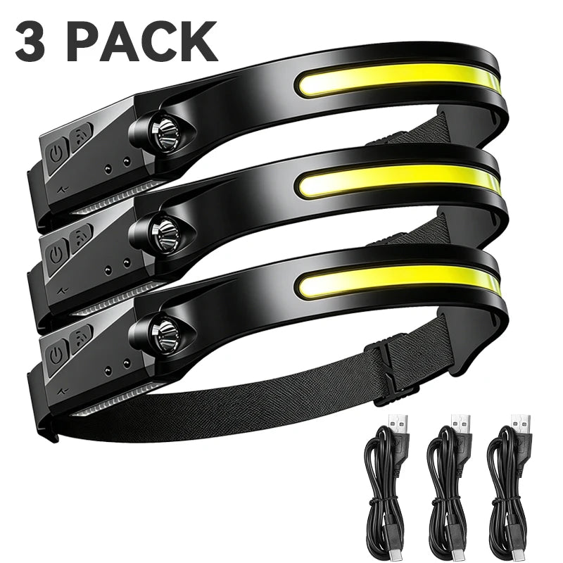 Motion Sensor LED Headlamp USB Rechargeable – 6 Modes IPX4