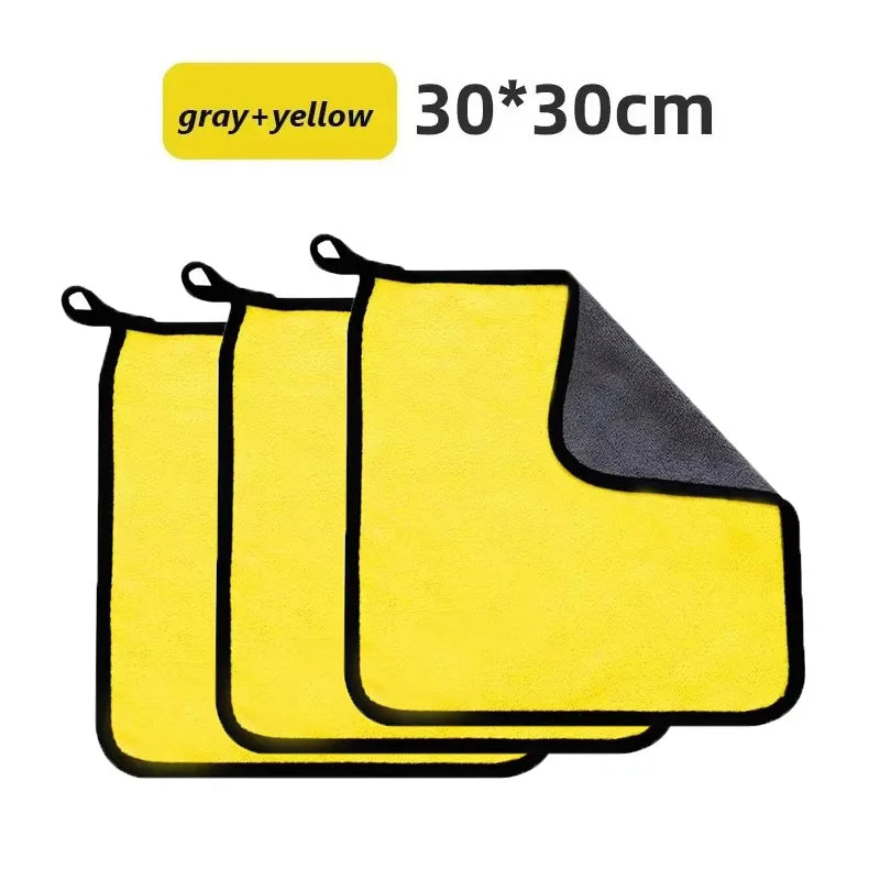 1/4pcs Thicken Microfiber Motorcycle Car Cleaning Towels Soft Drying Cloth Car Washing Towels Double Layer Clean Rags Detailing Oasis Select 3pcs-30x30cm