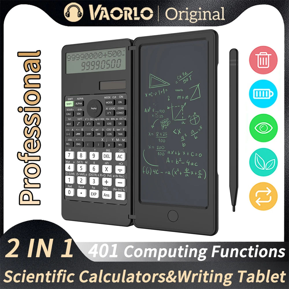 Solar Scientific Calculator With 6 Inch Writing Tablet Foldable 401 Computing Functions Professional Calculators PK 991MS 991ES Oasis Select