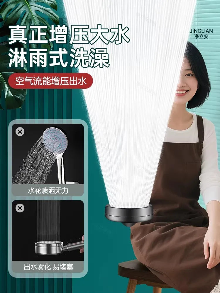 New Big Panel High Pressure Large Flow Shower Head With Stop Water Button Silver Massage Spray Nozzle Rainfall Bathroom Shower Oasis Select