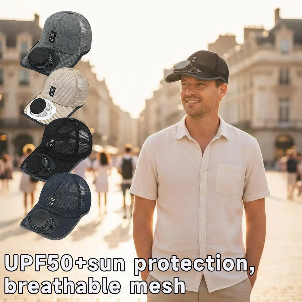 Summer Breathable Mesh Cap Solar Fan Cap Outdoor Leisure Sun Shading And Sun Protection Baseball Cap New USB Fan Cap Oasis Select