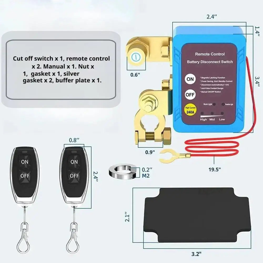 Smart Remote Battery Disconnect Switch 12V/24V 240A Kill Switch