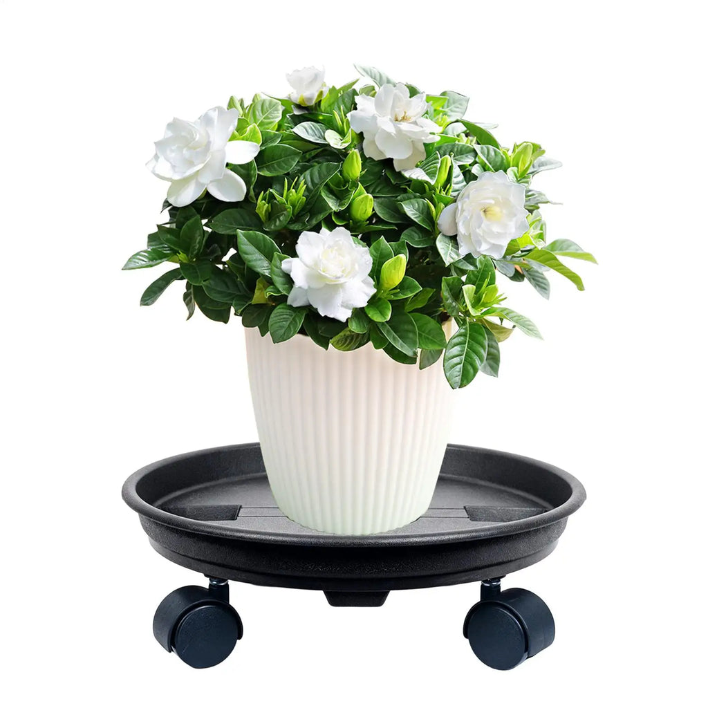 Universal Flower Pot Wheels Round Plastic Tray Heavy Duty Flower Pot Rack Plant Movable Rolling Potted Plant Stand With Rollers Oasis Select