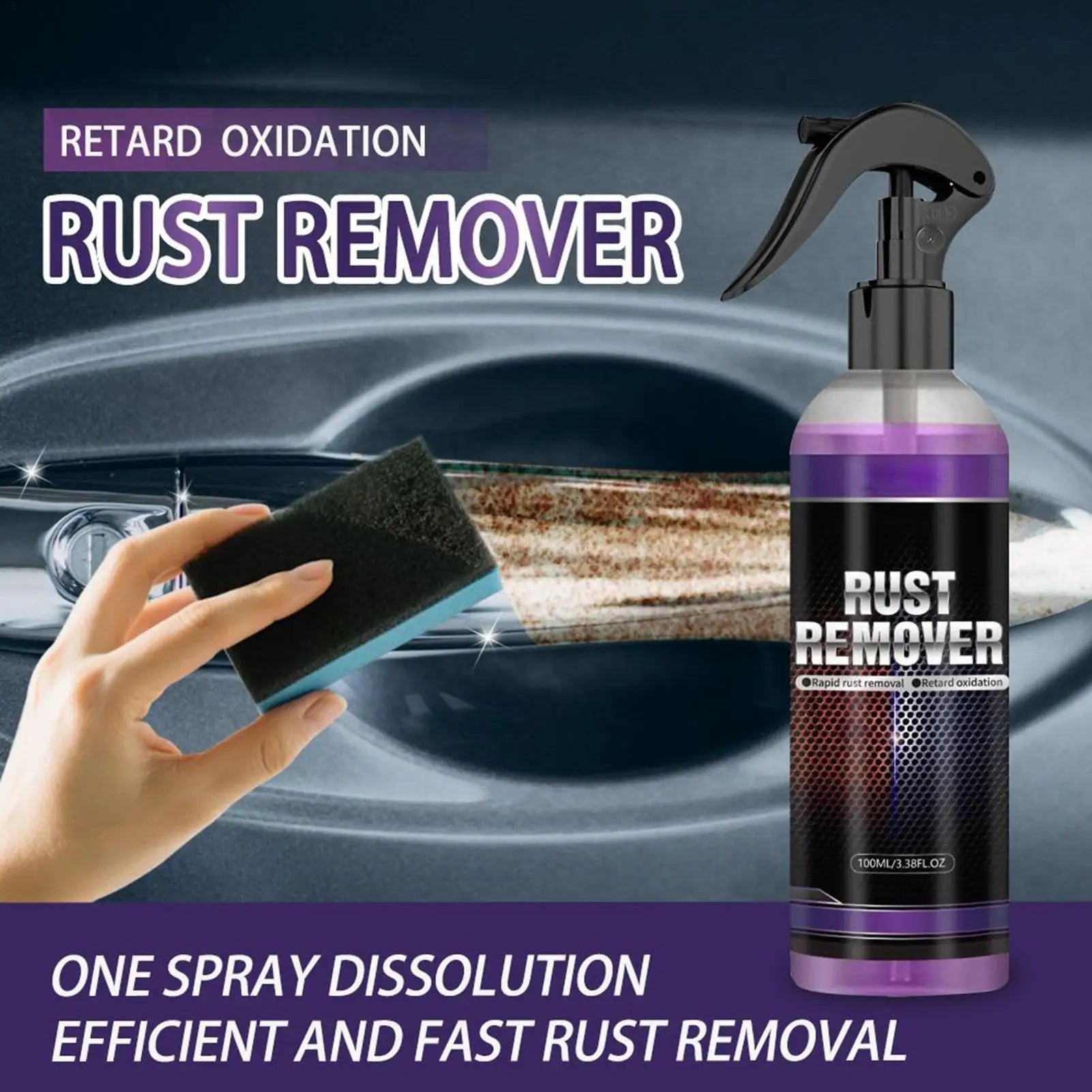 Rust Remover Spray 100ml Auto Paint Metal Surface Car Rust Remover Spray for Exhaust Wheel car Care Stain Removal Agent Oasis Select 100ml
