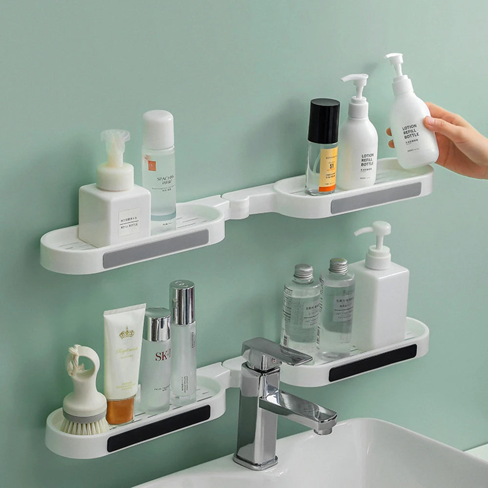 Bathroom Shelves Punch-free Revolving Rack Wall-mounted Corner Shelf Shower Storage Holder Kitchen Wall Storage Rack Organizer Oasis Select