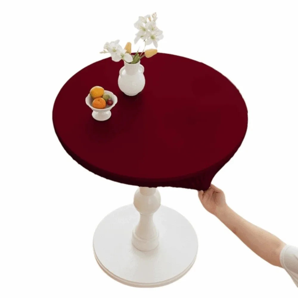 PU Leather Waterproof Stretch Round Tablecloth 60/80cm