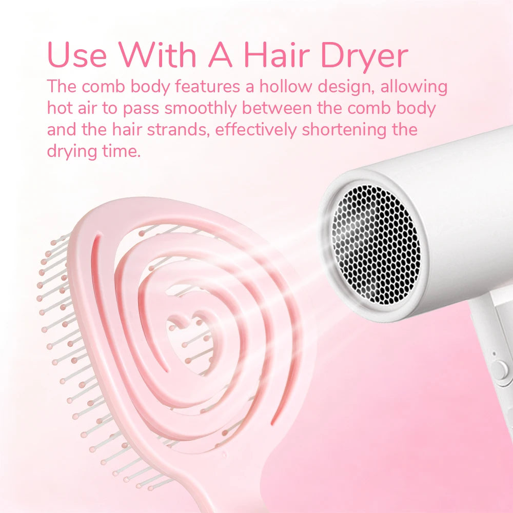 Pastel Spiral Vent Hair Comb – Oak Wood Handle | 3 Colors Hair Styling Comb Oasis Select