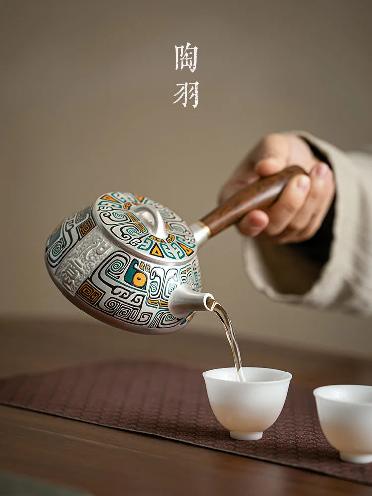 Silver tea set Sterling silver Japanese side teapot fair cup tea set silver health care anti-scalding tea infuser Oasis Select