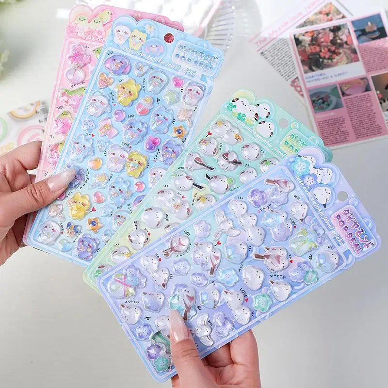 4 Pcs/Set 3D Solid Relief Cute Chickadee Sticker Japanese Kawaii Animal Decal for Kids DIY Craft Scrapbook Oasis Select