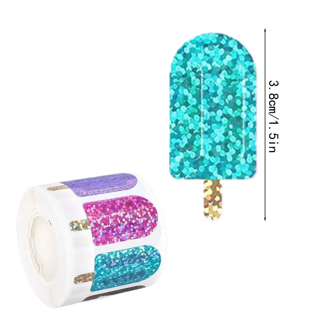 500Pcs Popsicles Pattern Summer Vibes Drinkware Decor Self-Adhesive Stickers Party Vibes Decor For Gift Card Box Decor Stickers