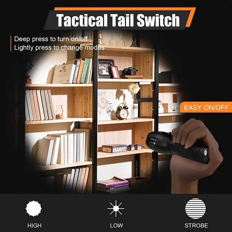 ZHIYU Zoomable LED Tactical Flashlight – Waterproof, 5 Modes