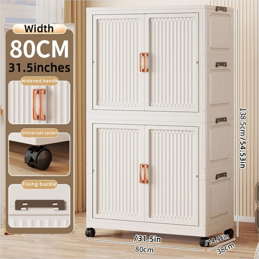 80cm Foldable Double-Door Wardrobe-No Assembly Portable Closet, Large Capacity Storage for Bedroom/Living Room (Clothes/Quilts) Oasis Select 2 Large White