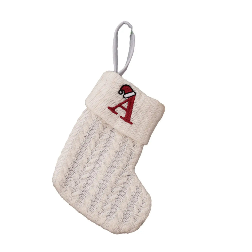 Knitted Christmas Stocking with Hanging Rope | Kids Candy Bag