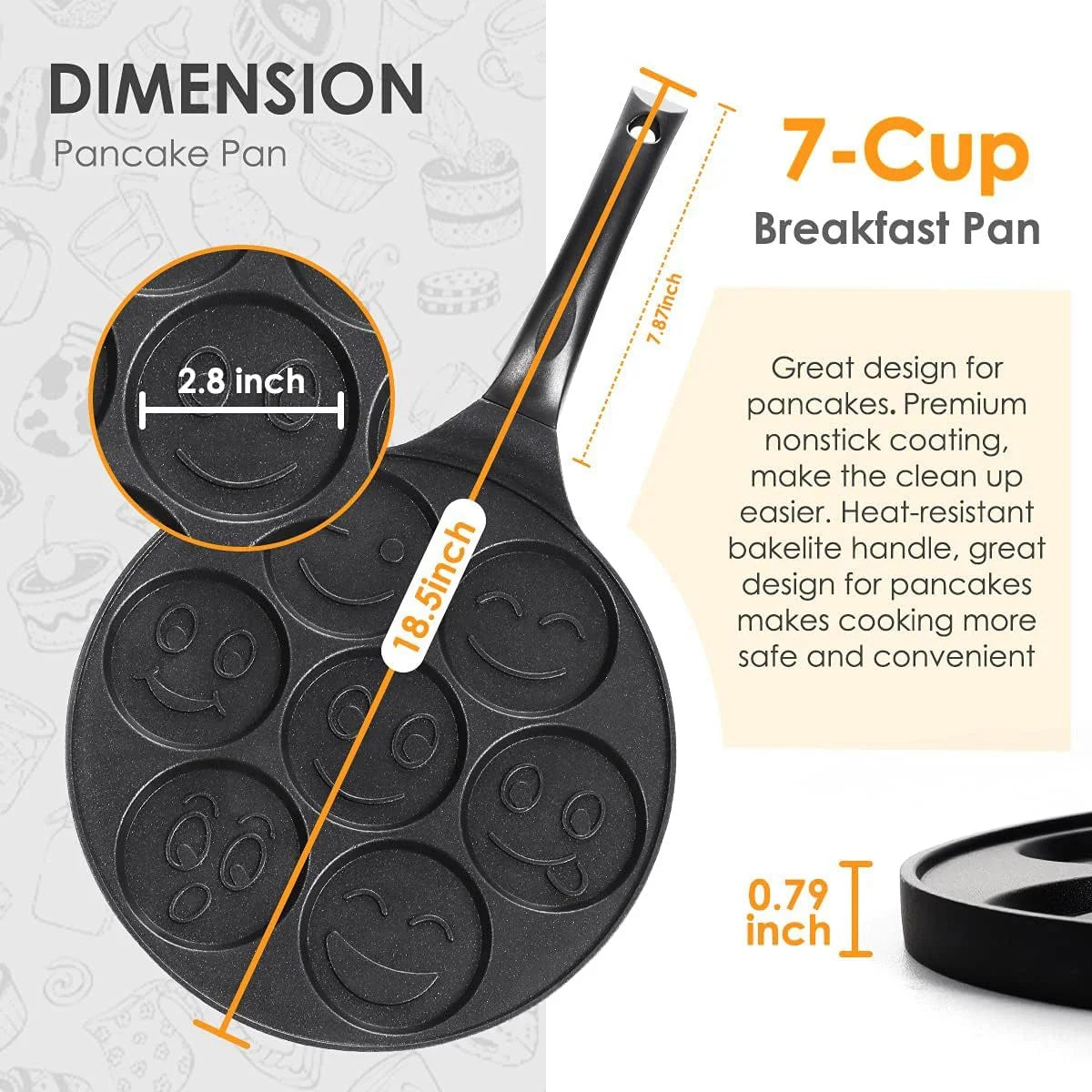 7 Cup Smiley Face Pancake Pan 100% Non-stick Griddle Pancake Maker Pancake Crepe Frying Pan Griddle Mini Pancakes Maker Oasis Select
