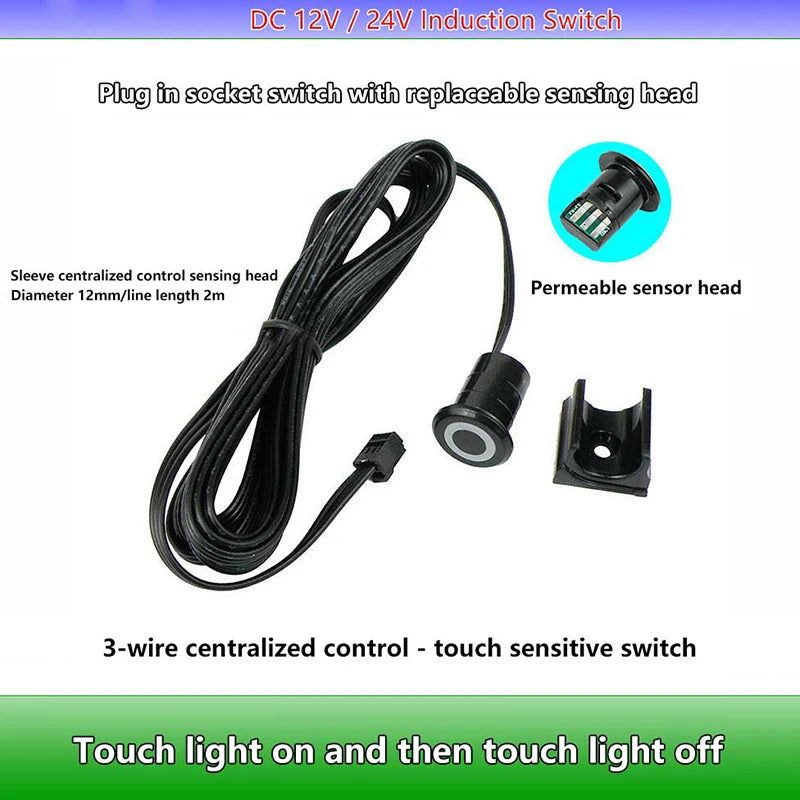Mini LED Cabinet Light Sensor Switch 12V 24V Touch/Hand Sweep/PIR Motion/Door ON/OFF Kitchen Wardrobe Lamp Control Oasis Select Touch