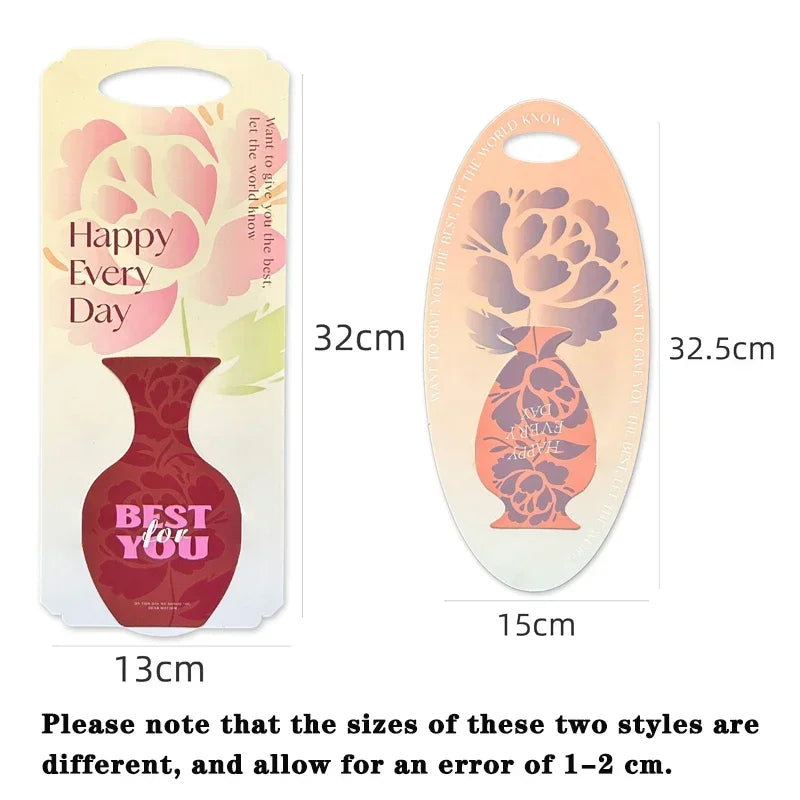 Simple Elegant Valentine Flower Bouquet Box Foldable Handheld Design Easy Carry Gift for Home Party Wedding Celebration Romance Oasis Select